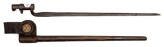 M1873 Rifle Socket Bayonet and Rhode Island Militia Metal Scabbard 