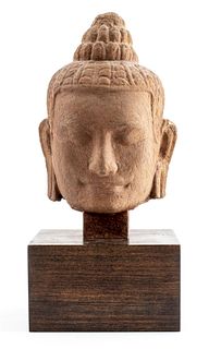 Khmer Sandstone Buddha Head Sculpture