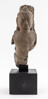 Khmer Red Sandstone Figure of the Buddha