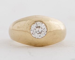 Vintage 14K Yellow Gold Diamond Gypsy Ring