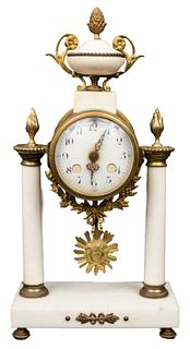 Louis XVI Manner French Marble Portico Clock