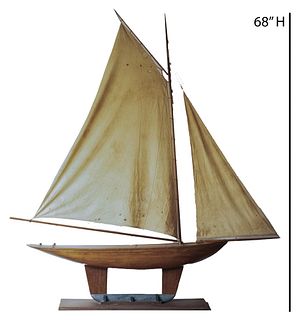Large Antique Pine Model of a Pond Boat