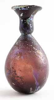 Ancient Roman Aubergine Glass Sprinkler Flask