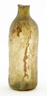 Ancient Roman Cylindrical Glass Bottle