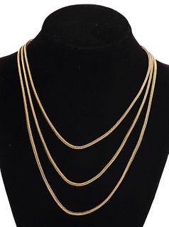 14K Yellow Gold Long Square Wheat Chain Necklace
