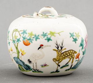 Chinese Export Ceramic Lidded Tea Jar