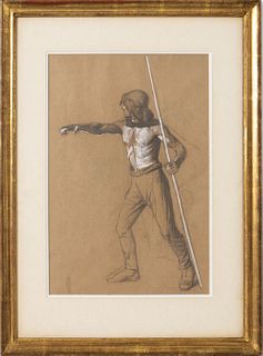 Edouard John E. Ravel "Figure of a Hunter" Chalk