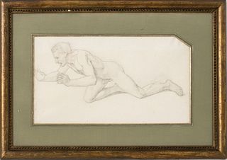 Attrib. Victor Orsel "Study of Male Nude" Graphite