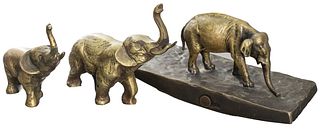Elephant Motif Bronze Desk Articles, 3