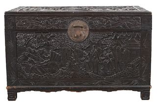 Asian Carved Hardwood Storage Chest