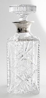 English Sterling Silver Cut Glass Decanter