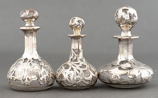Gorham & O Sterling Silver Overlay Perfume Bottles