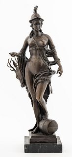 Patinated Bronze Statue Of A Huntress