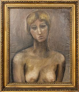 Illegibly Signed Oil on Canvas, Portrait of Woman