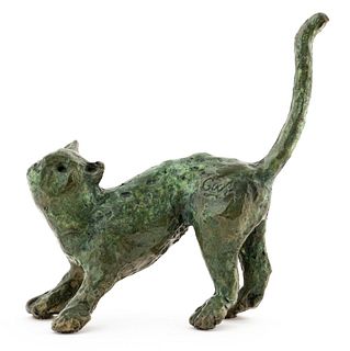 Ilana Goor Modern Bronze Cat Sculpture