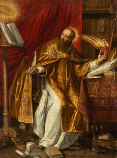 Flemish school; second half of the 17th century. "Saint Augustine of Hippo". Oil on copper.