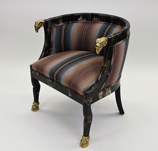 Hollywood Regency Ram Horn Tub Chair
