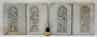4PC LG Carved Italian Carrera Marble Wall Elements