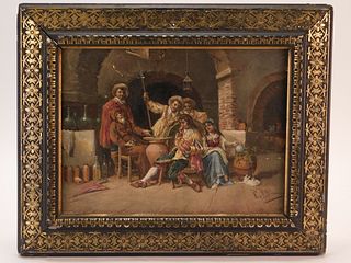 19C Spanish Interior Genre Painting