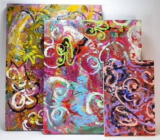 3PC Robin Goodman Abstract Expressionist Painting