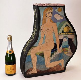LG Bud Gillies Nude Figure Art Pottery Vase