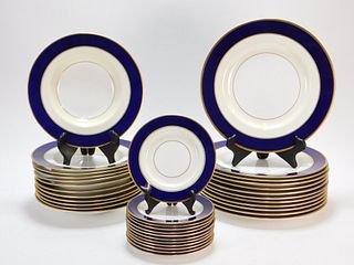 36PC Minton White & Blue Porcelain Dinnerware
