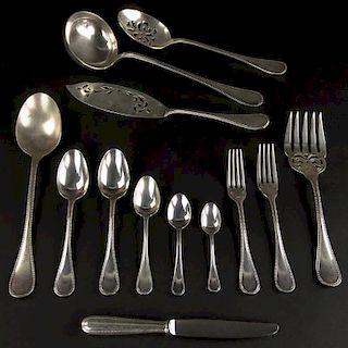 Fifty-Five Piece Christofle Mimosa Silver Plate Partial Flatware Set.