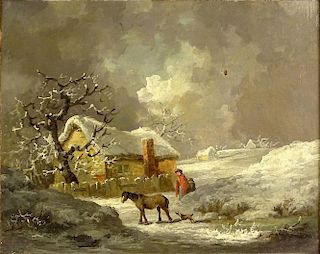 George Morland, British, (1763-1804) Oil on canvas "Winter".