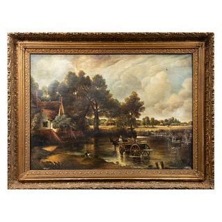 ANÓNIMO. Reproducción de la obra The Hay Wain de John Constable. Óleo sobre tela. 90 x 65 cm.