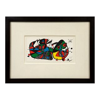 JOAN MIRÓ. Italia, de la carpeta Miró Escultor, 1974. Firmada en plancha. Litografía sin número de tiraje. 20 x 40 cm.