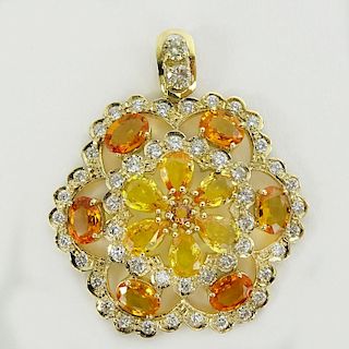 Lady's 7.0 Carat Orange and Yellow Sapphire Pendant.