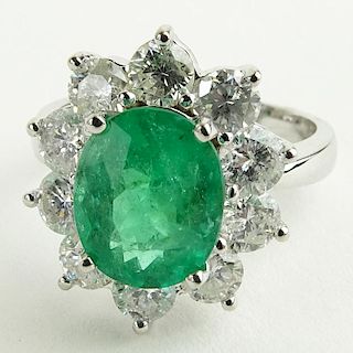 Lady's 2.40 Carat Oval Cut Emerald, 2.15 Carat Ring.
