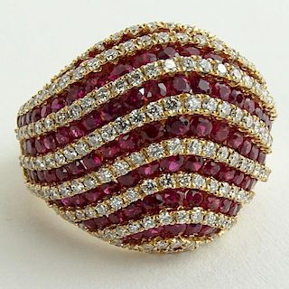 Lady's Salavetti 4.50 Carat Ruby, 1.75 Carat Diamond Gold Ring.
