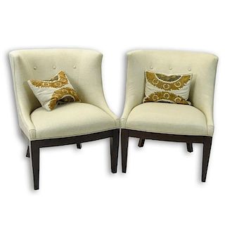 Pair of Berhardt Furniture Barrel Back Slipper Chairs.