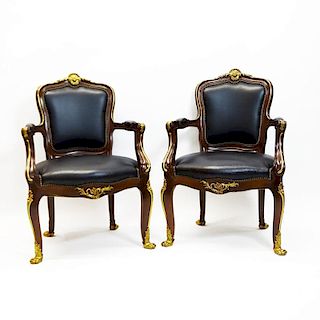 Pair of Modern antique style Spanish Carved Wood Chairs