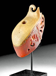 20th C. Indonesian Dayak Ear Ornament, Hornbill Beak