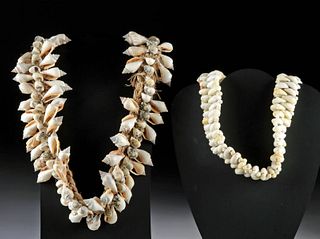 Early 20th C. Tahitian Shell Belt + Crown