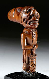 19th C. American Wood Figural Walking Cane Handle