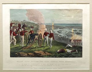 19th C. British Engraving  - Battle Scene - Major Eyre