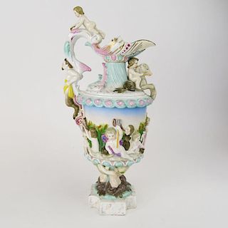 Vintage Capodimonte Style German Porcelain Figural Ewer.