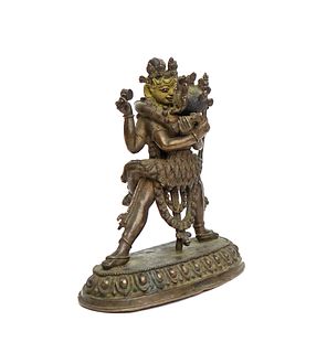 18th C. Tibetan Gilt Copper Figure of Samvara & Consort