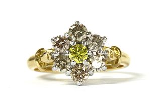 An 18ct gold diamond cluster ring,