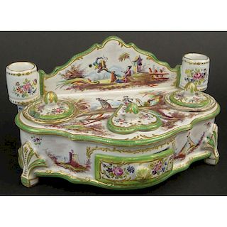 18th Century French Faience Ink Stand.