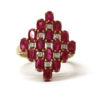 A 9ct gold ruby and diamond ring