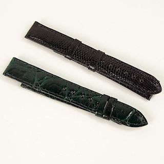 Two (2) Men's Cartier Crocodile Watch Straps.