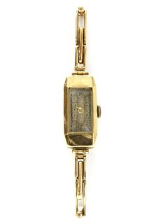 A ladies' Art Deco 9ct gold mechanical bracelet watch,