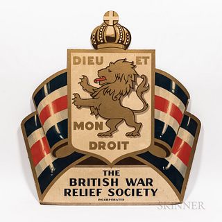 Painted British War Relief Society Sign