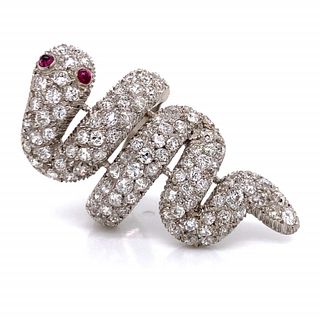 9.50 Ct. Diamond And Ruby Snake Ring