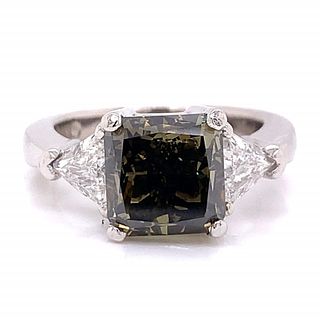 3.40 Ct. Fancy Green Brown Diamond Ring