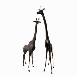 Pair of Bronze Giraffes